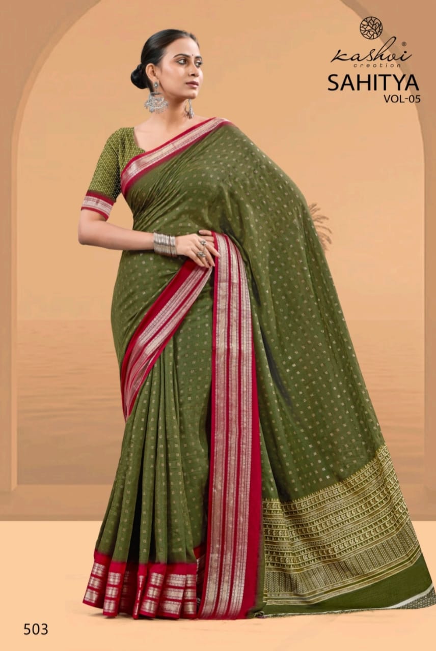 Sahitya Vol 5 By Kashvi Dull Moss Wedding Wear Sarees Wholesale In India
